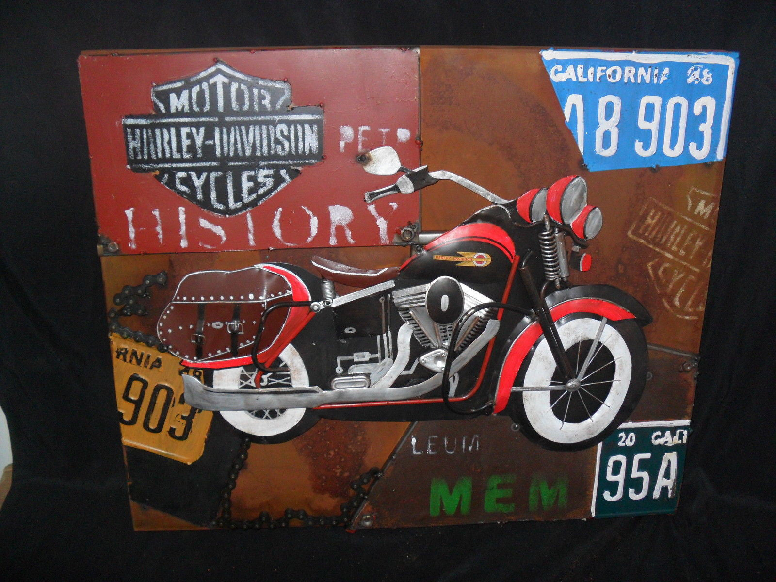 Harley Davidson Motorcyle 3D Metal Wall Art-Jantiques LLC.