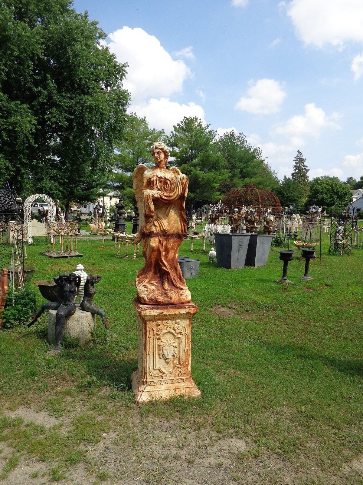 Cast Iron Statue - Life Size Winged Victorian Women-Jantiques LLC.