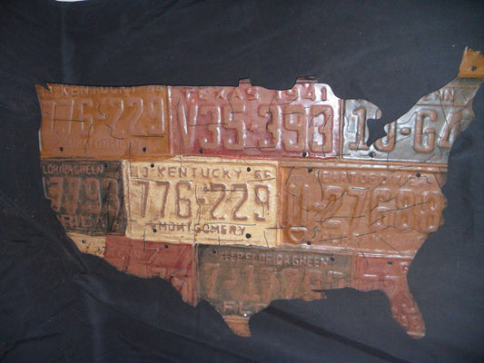 Vintage Style U.S. License Plate Art Map-Jantiques LLC.