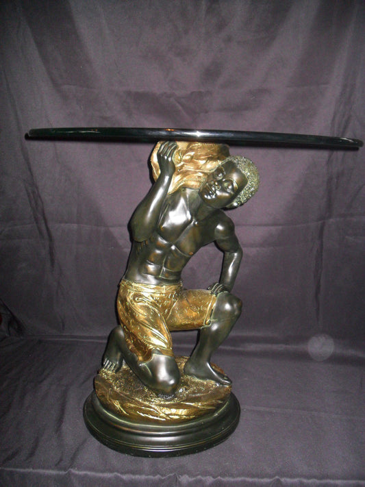 Glass Top Table - Blackamoor "Kneeling"-Jantiques LLC.