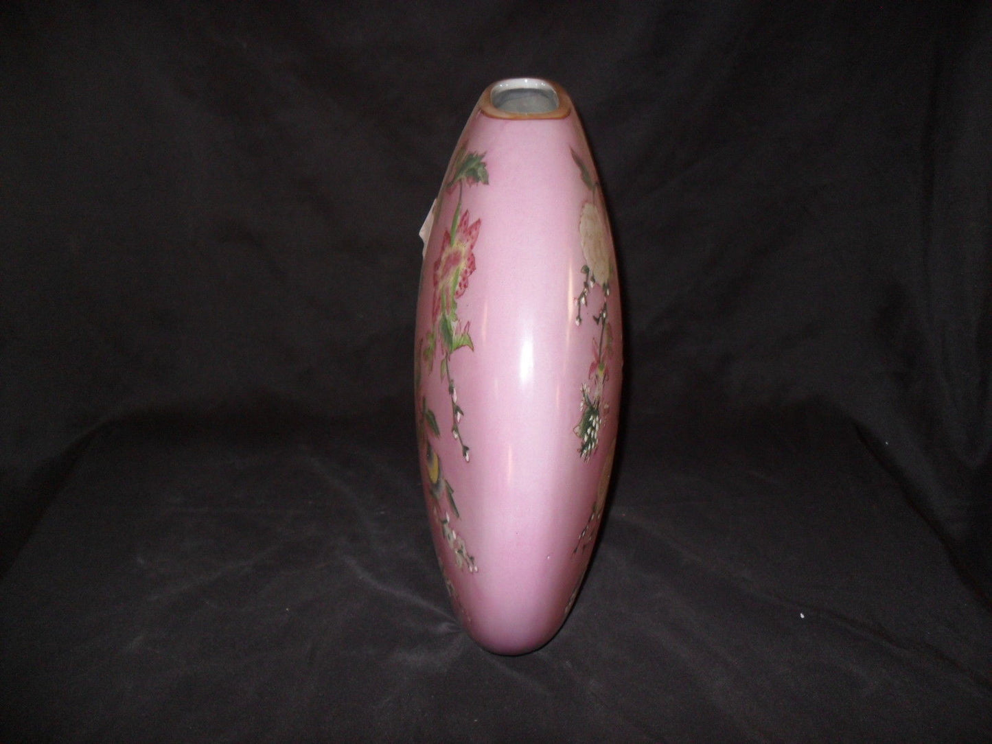 Porcelain - Pink Floral Painted Porcelain Moon Vase / Urn-Jantiques LLC.