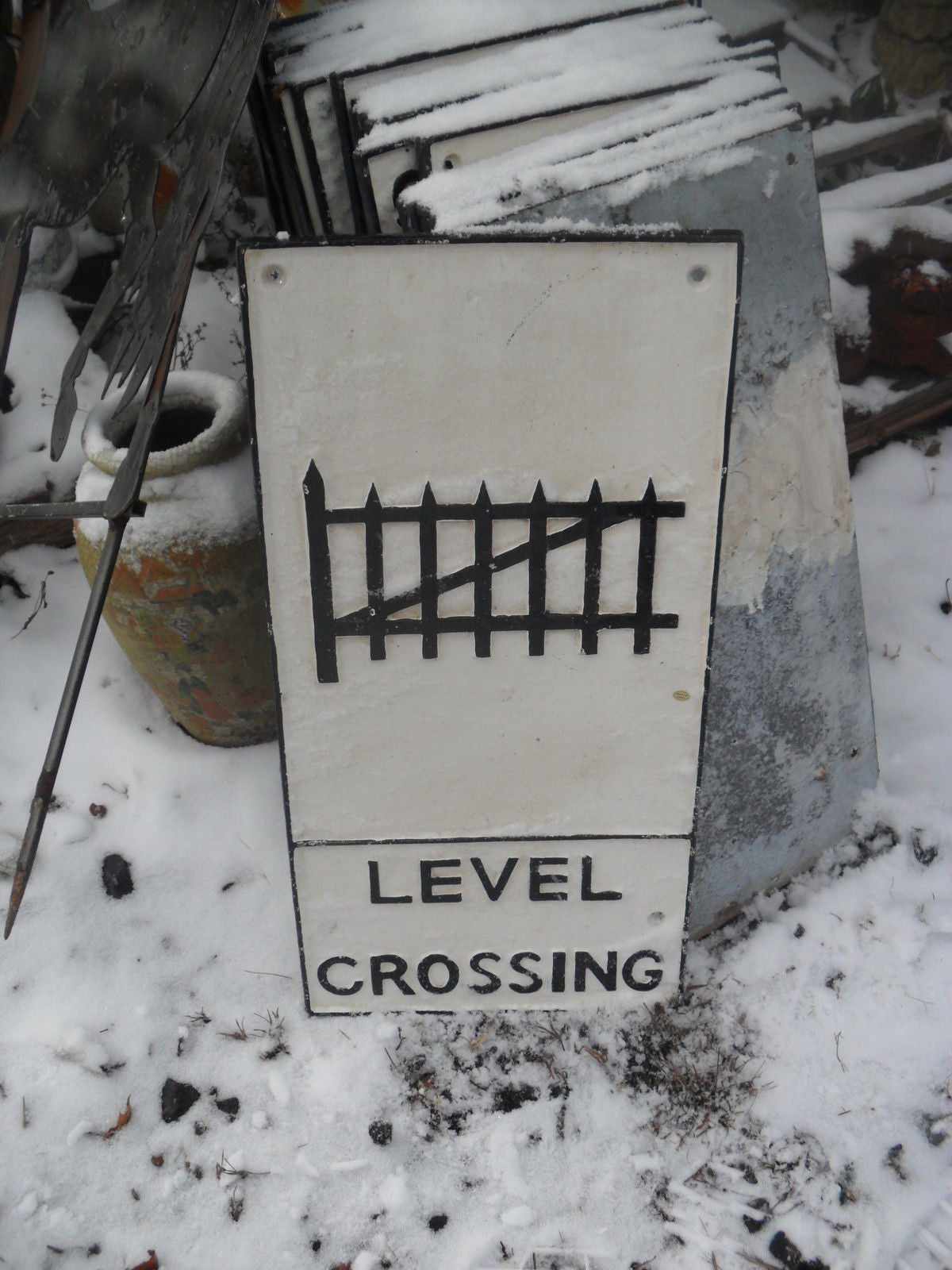 Cast Iron Sign - Rail Road Level Crossing-Jantiques LLC.