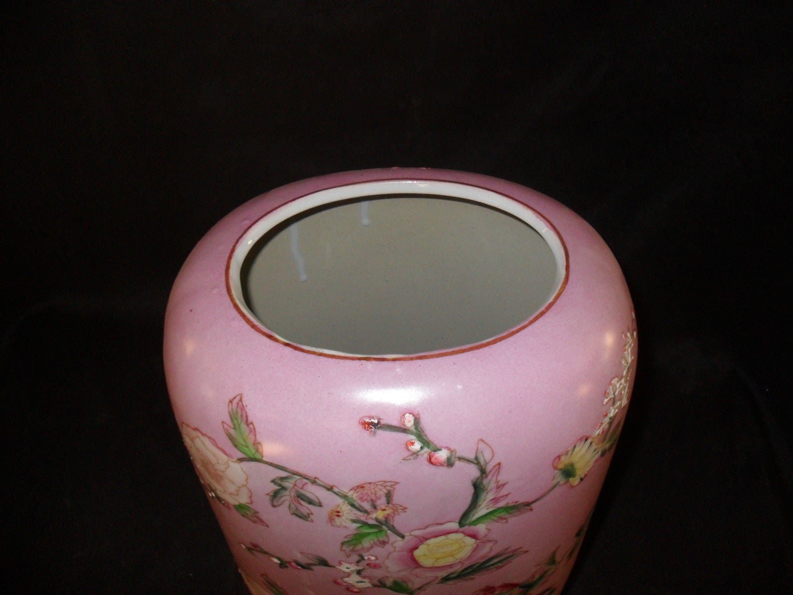 Porcelain - Pink Floral Painted Porcelain Vase / Urn-Jantiques LLC.