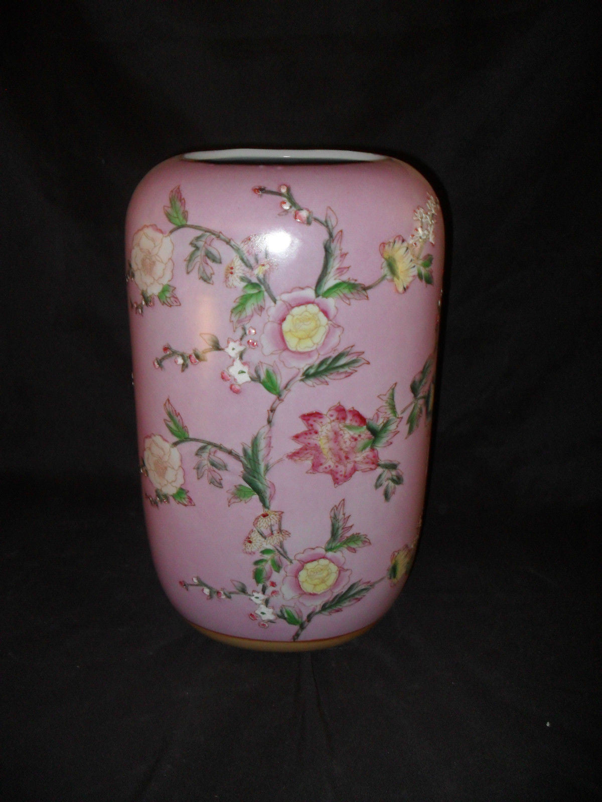 Porcelain - Pink Floral Painted Porcelain Vase / Urn-Jantiques LLC.