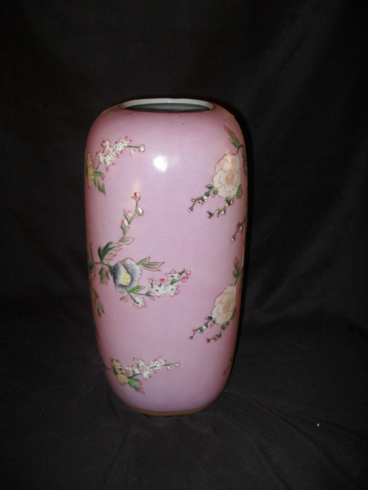 Porcelain - Pink Floral Painted Porcelain Vase / Urn-Jantiques LLC.