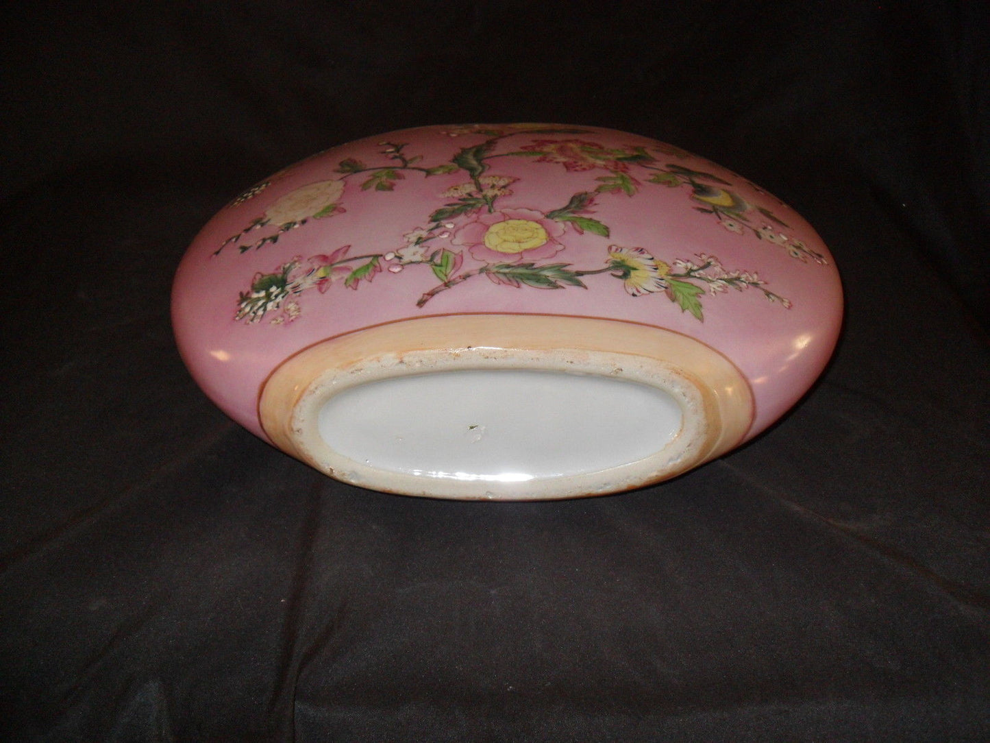 Porcelain - Pink Floral Painted Porcelain Moon Vase / Urn-Jantiques LLC.