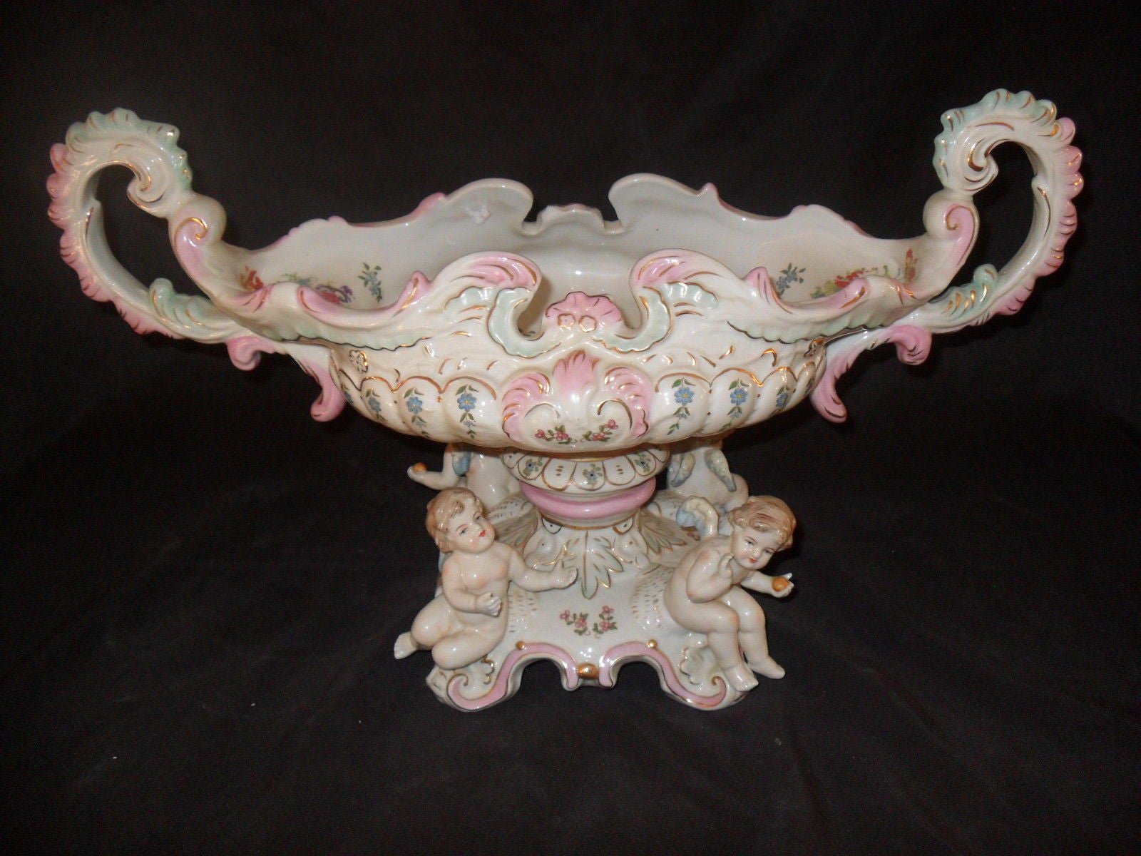 Porcelain Dresden - Decorated Paint Centerpiece w/ Cherubs-Jantiques LLC.