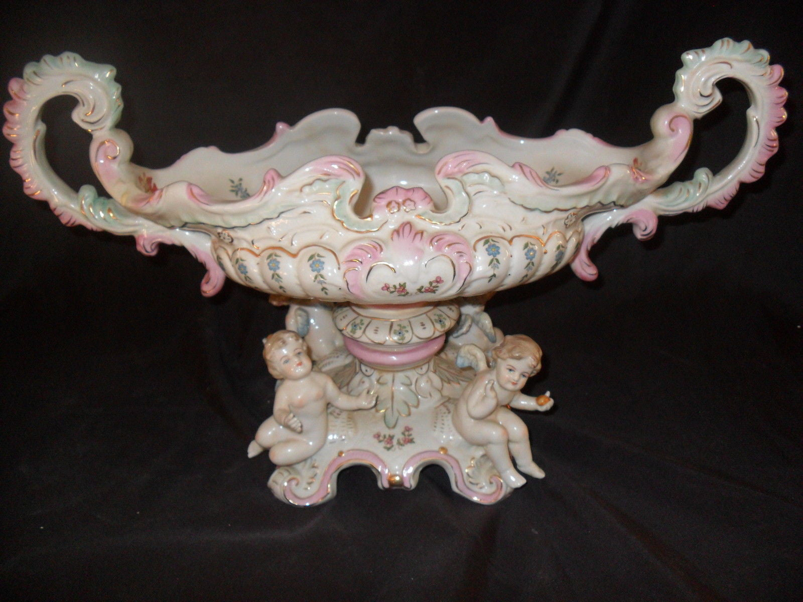 Porcelain Dresden - Decorated Paint Centerpiece w/ Cherubs-Jantiques LLC.