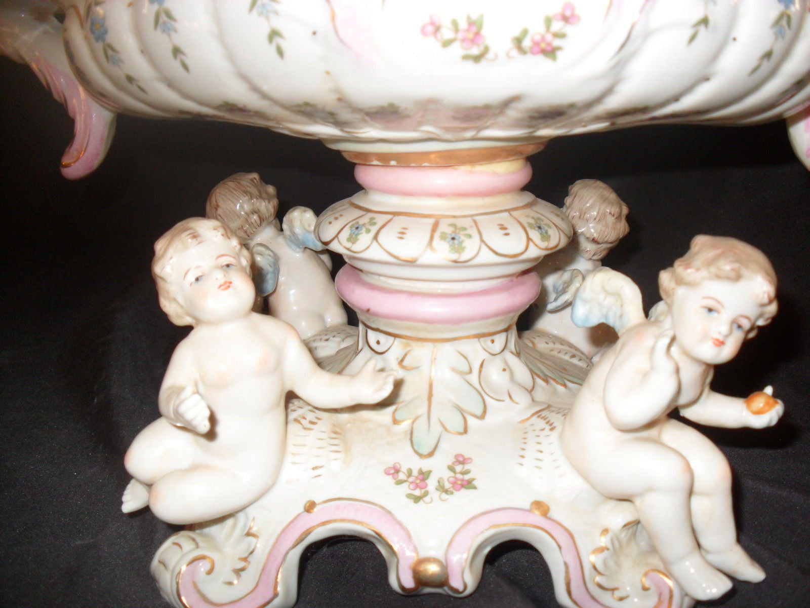 Porcelain Dresden - Decorated Paint Centerpiece w/ Cherubs-Jantiques LLC.