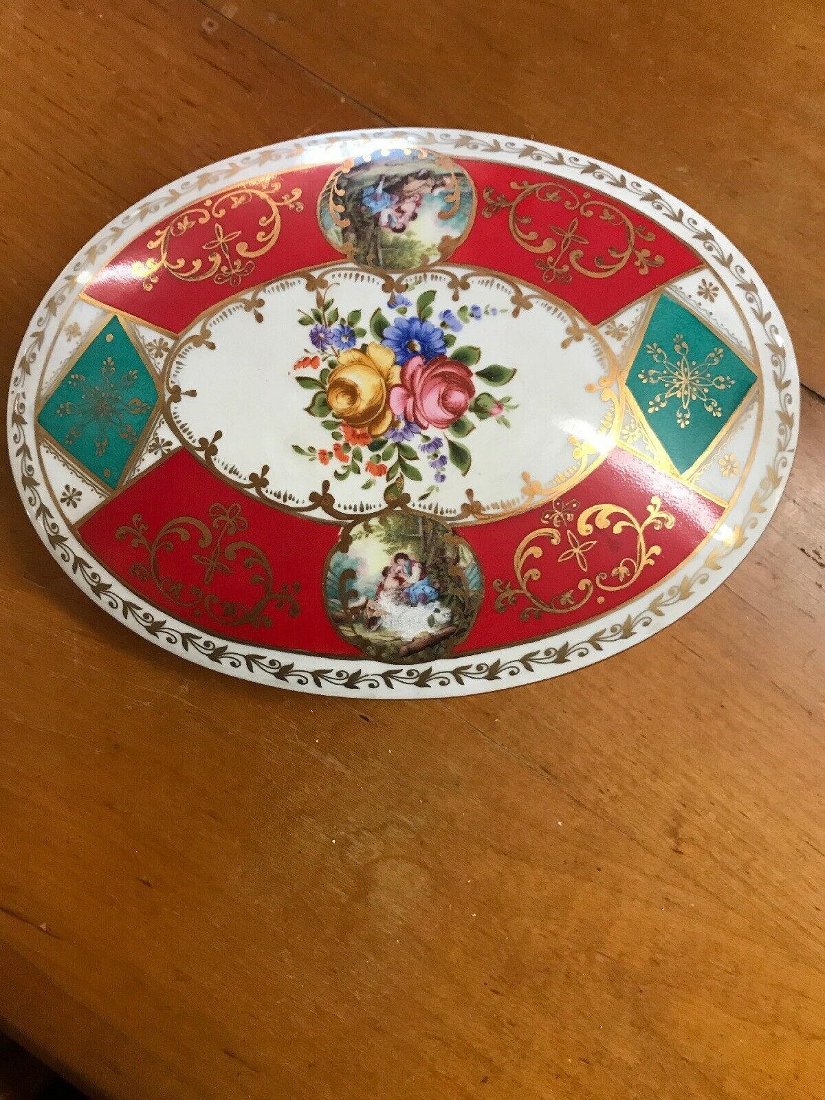 Hand Painted Porcelain Oval Jewel Box-Jantiques LLC.