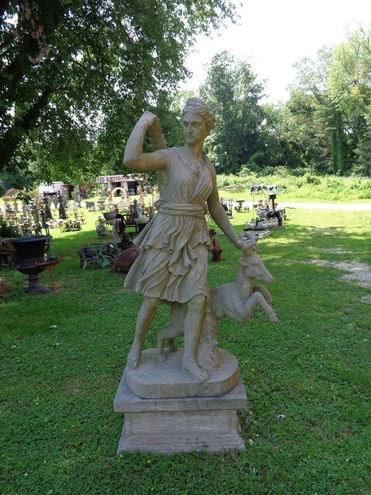 Stone Statue - Life Size Hand Carved Diana / Artemis-Jantiques LLC.