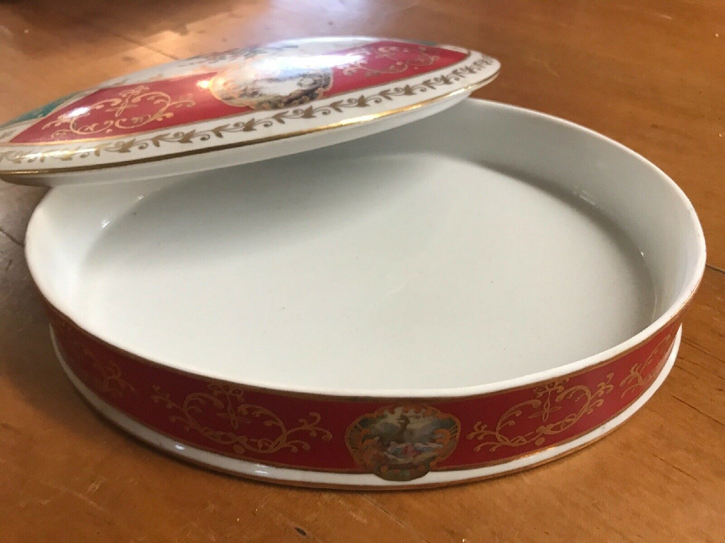 Hand Painted Porcelain Oval Jewel Box-Jantiques LLC.