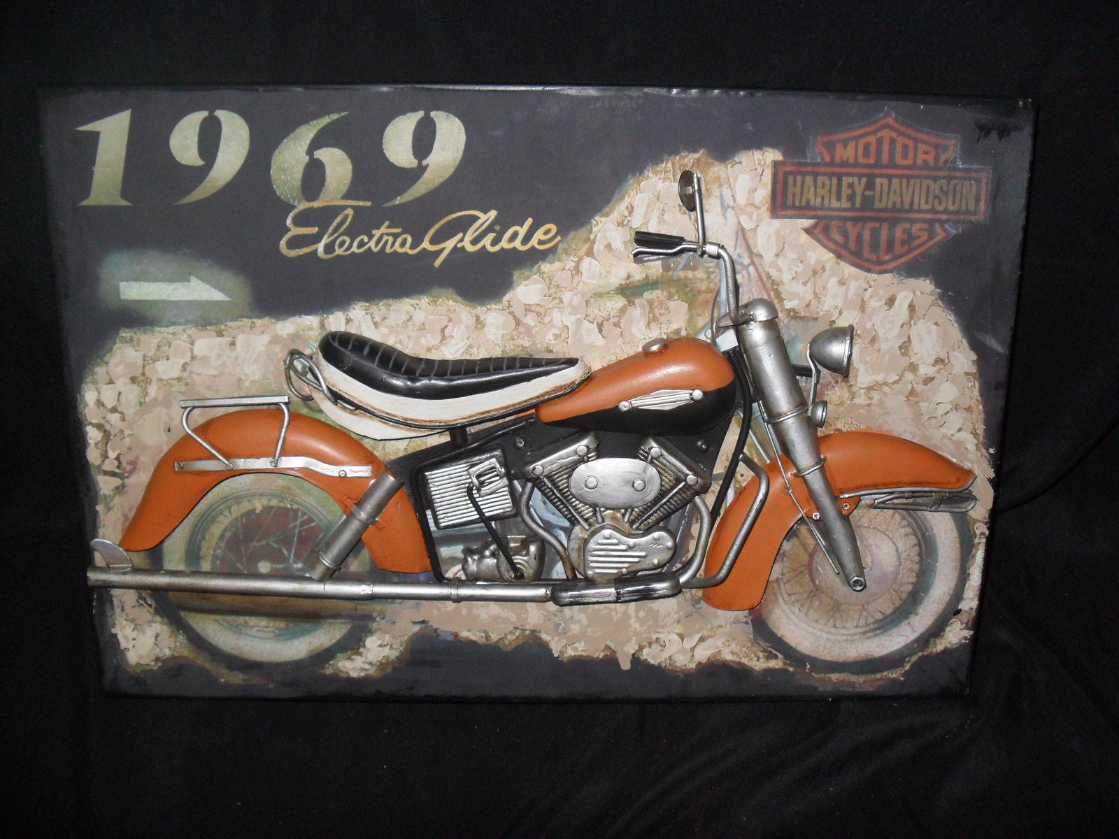 Tin Harley Davidson 3D Sign-Jantiques LLC.