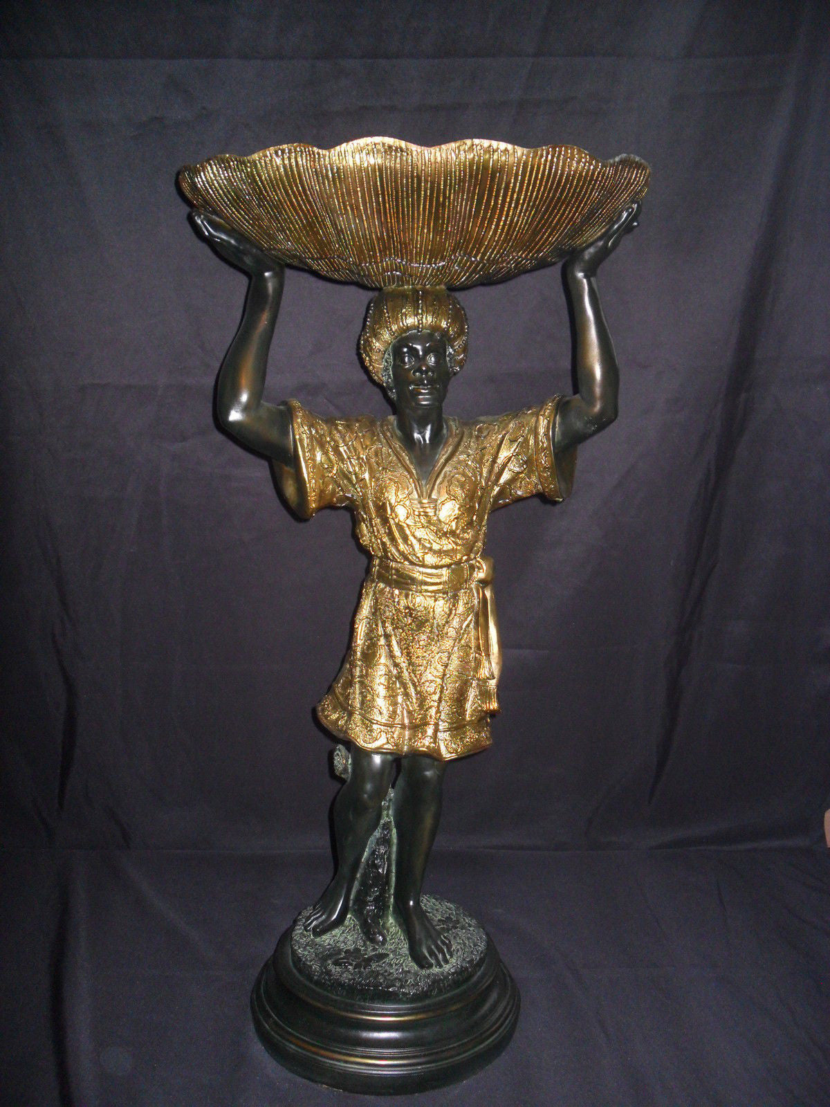 Statue Holder - Blackamoor Standing w/ Shell-Jantiques LLC.