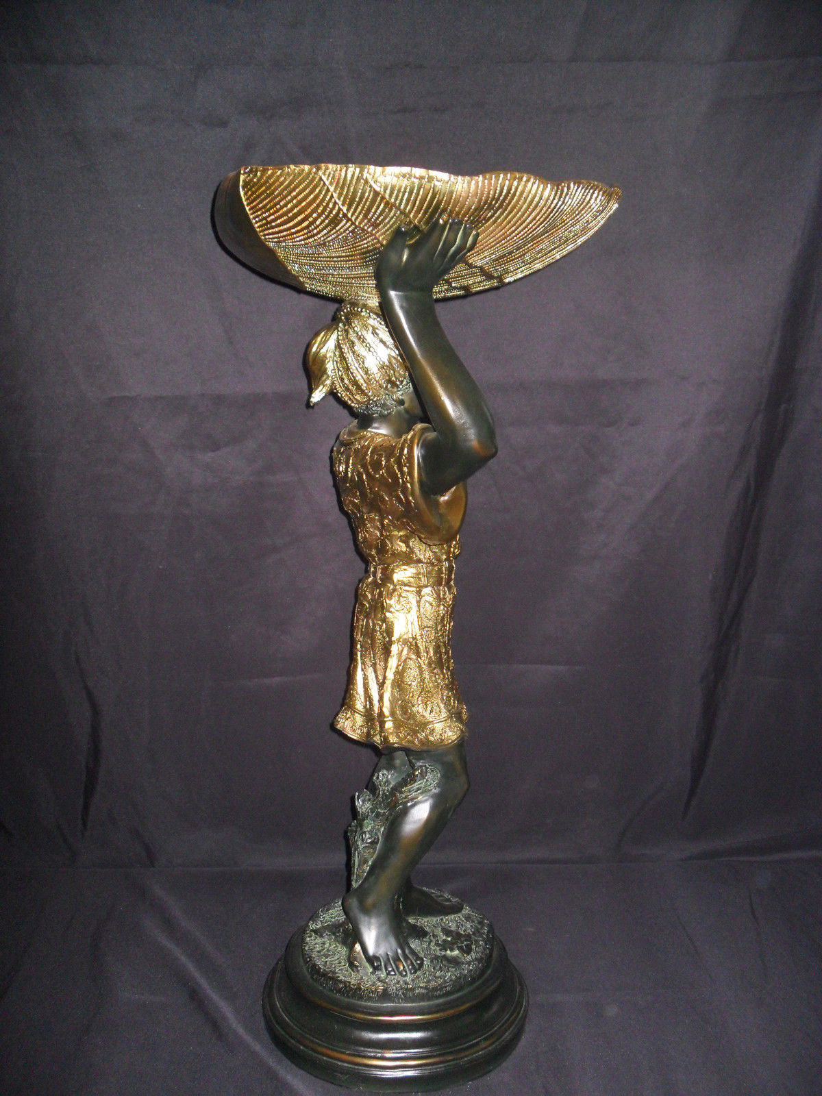 Statue Holder - Blackamoor Standing w/ Shell-Jantiques LLC.