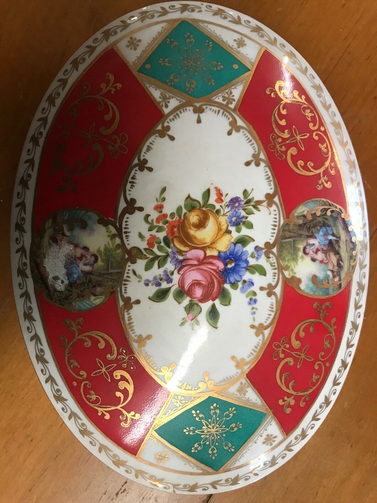 Hand Painted Porcelain Oval Jewel Box-Jantiques LLC.