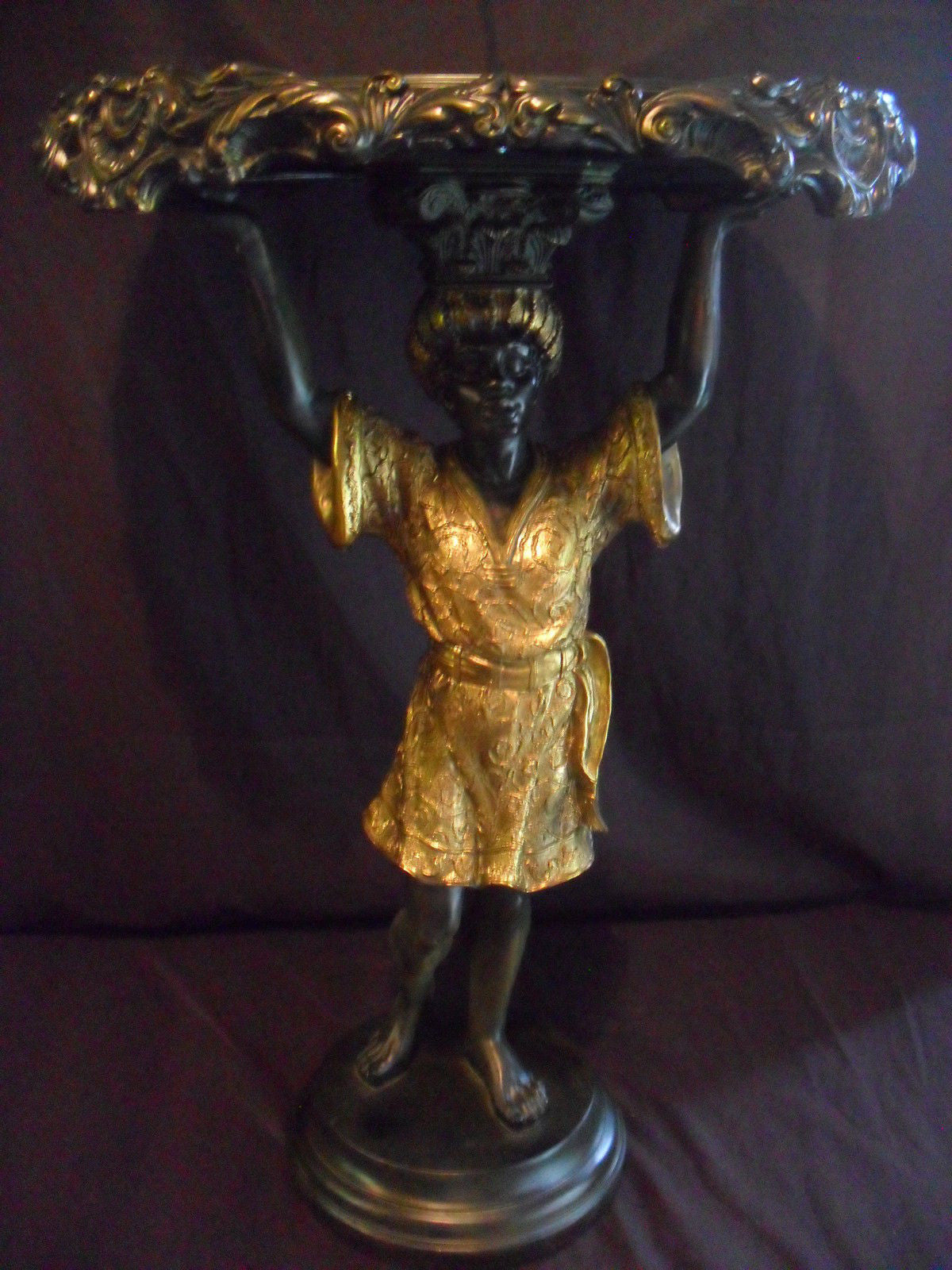 Statue Holder - Blackamoor Standing w/ Shell-Jantiques LLC.