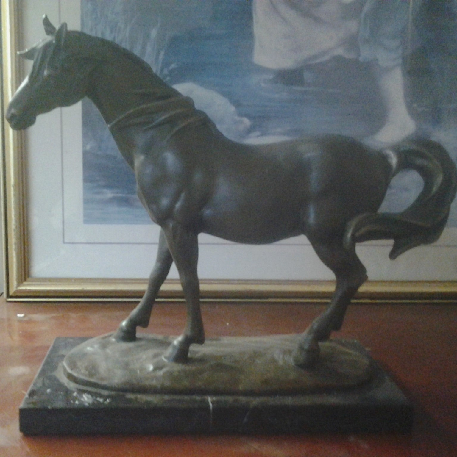 Bronze Figurine - Horse on Marble Base-Jantiques LLC.