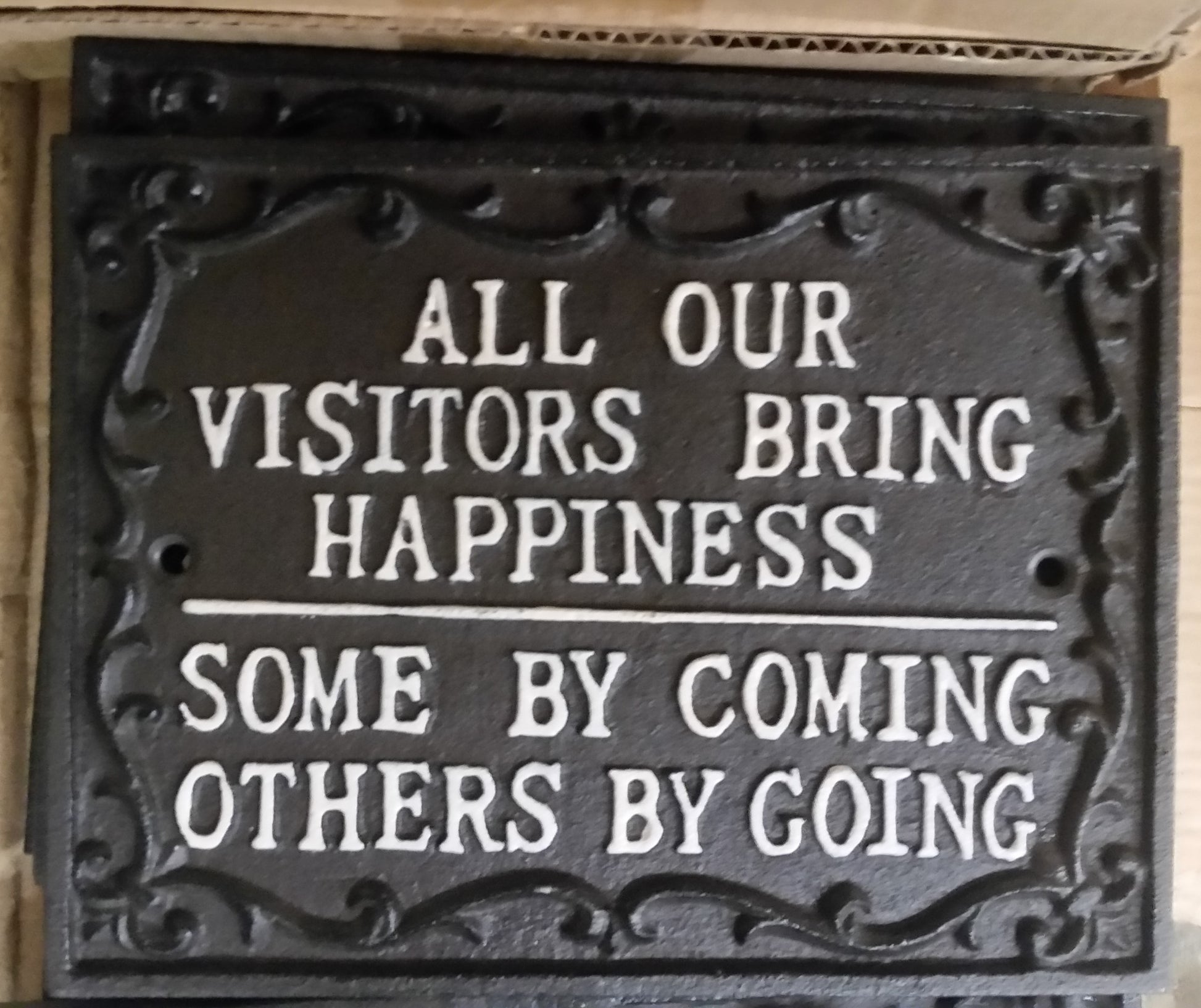 Sign Cast Iron - Phrase "All Our Visitor ........"-Jantiques LLC.