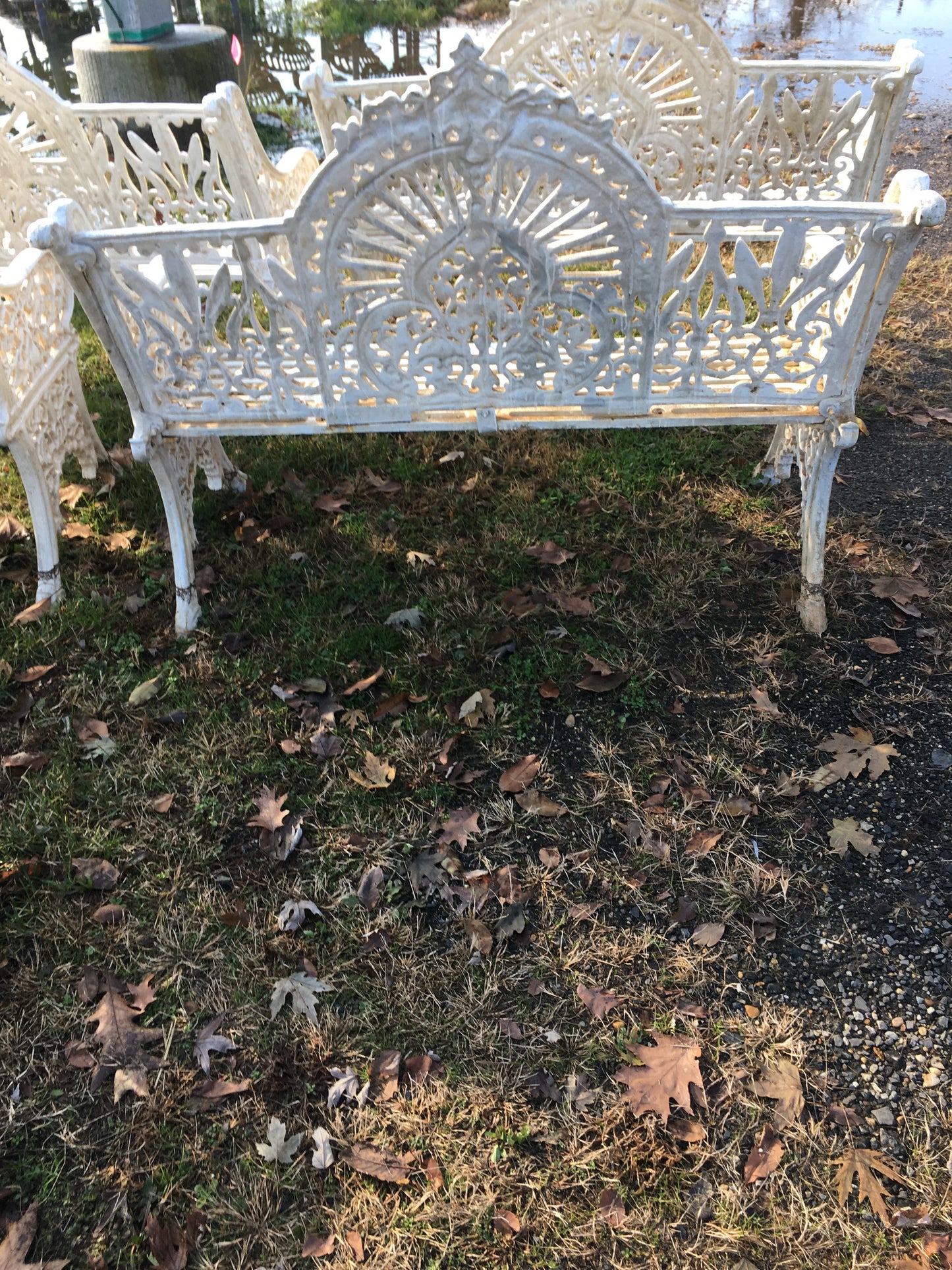 CAST IRON CROWN BENCH-Jantiques LLC.