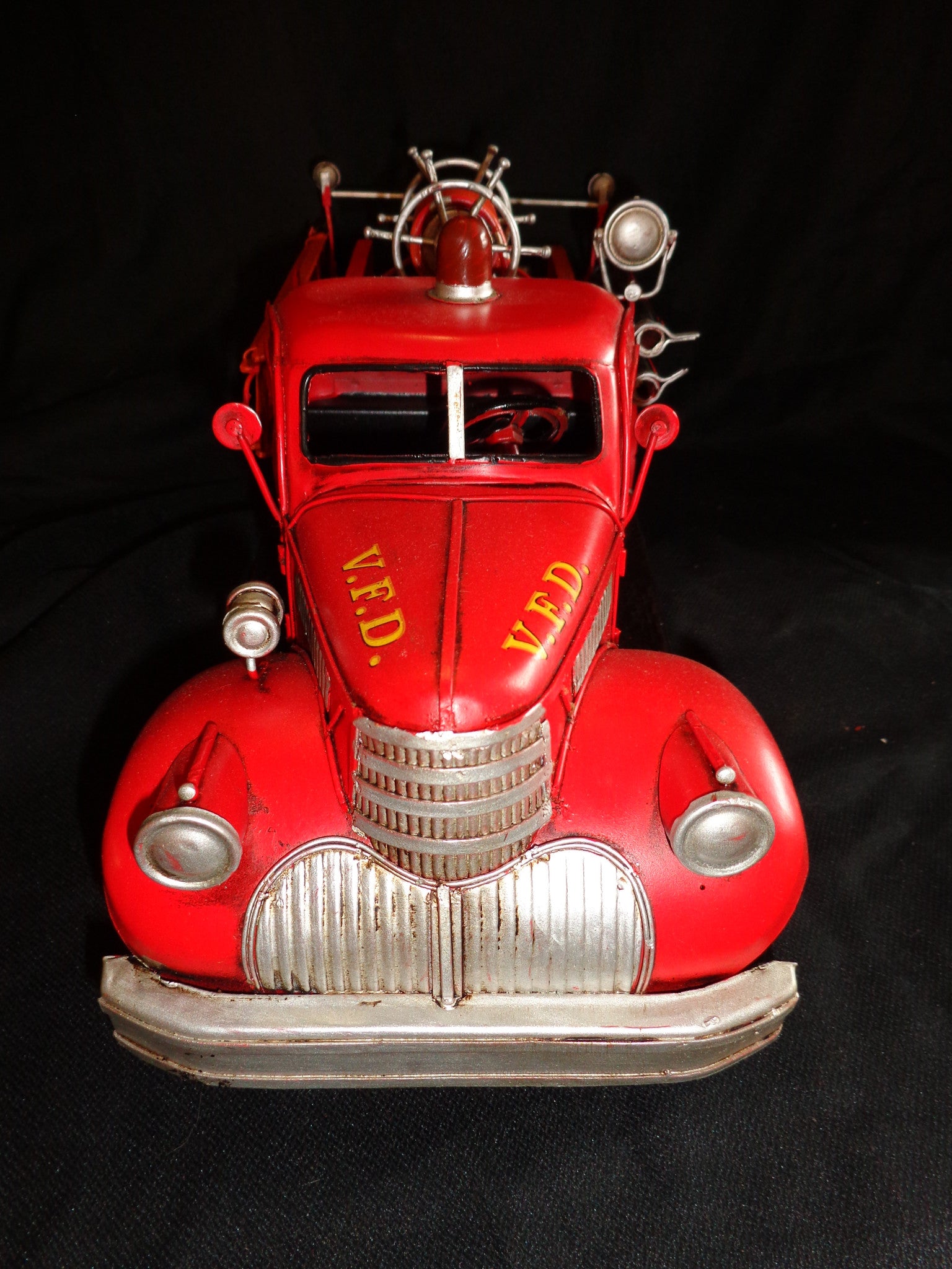 Vintage Toys - Fire Truck 1941 Mack Tin Volunteer Engine Number 7-Jantiques LLC.