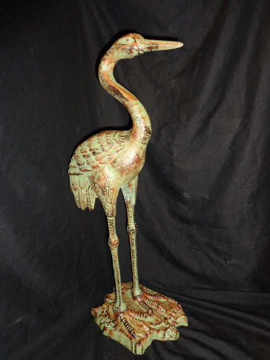 Crane Garden Patio Statue Cast Iron 21 1/2"-Jantiques LLC.