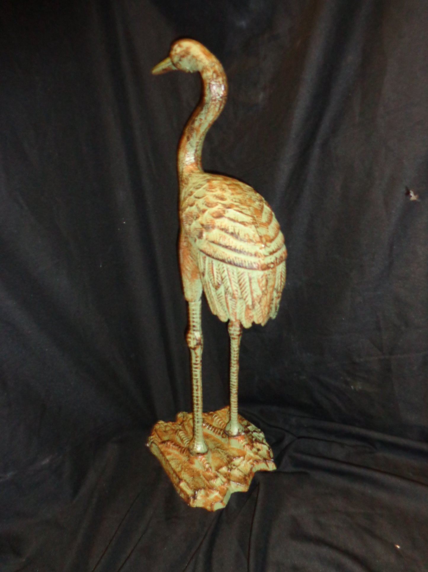 Crane Garden Patio Statue Cast Iron 21 1/2"-Jantiques LLC.