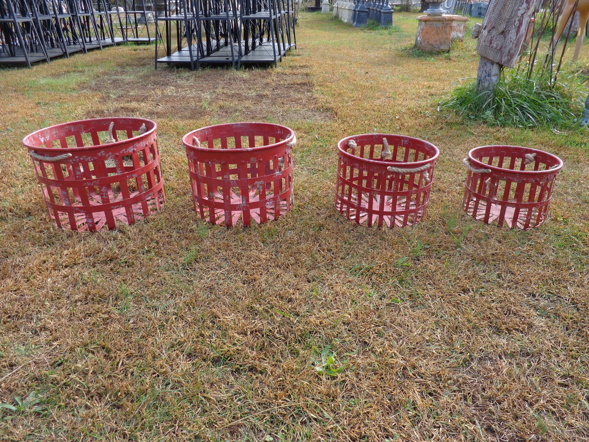 Industrial Planter Strainer 4 PC. Red Planter Basket Set-Jantiques LLC.