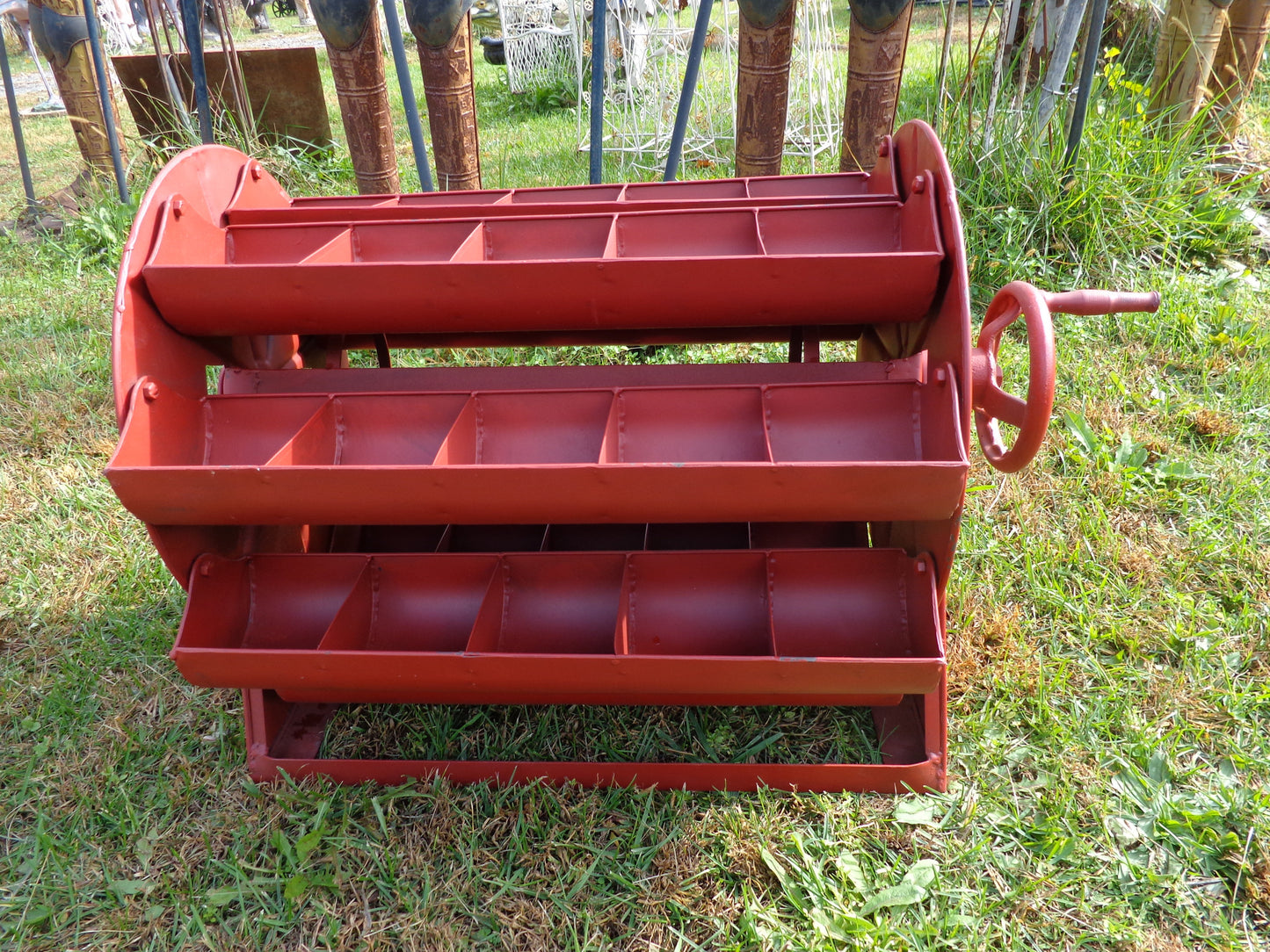 Red Metal Rotating Display Rack-Jantiques LLC.