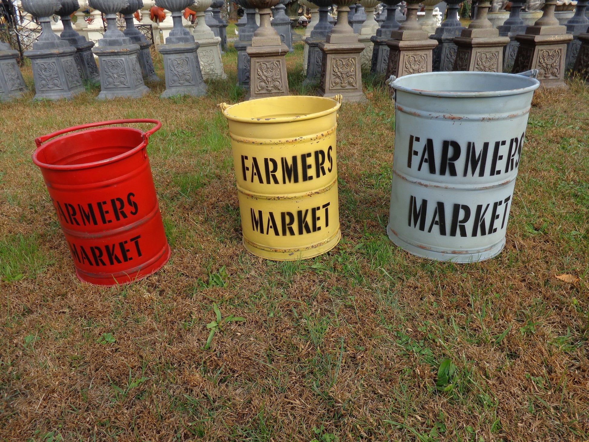 Industrial Bucket 3 PC. "Farmers Market" Bucket Planter-Jantiques LLC.