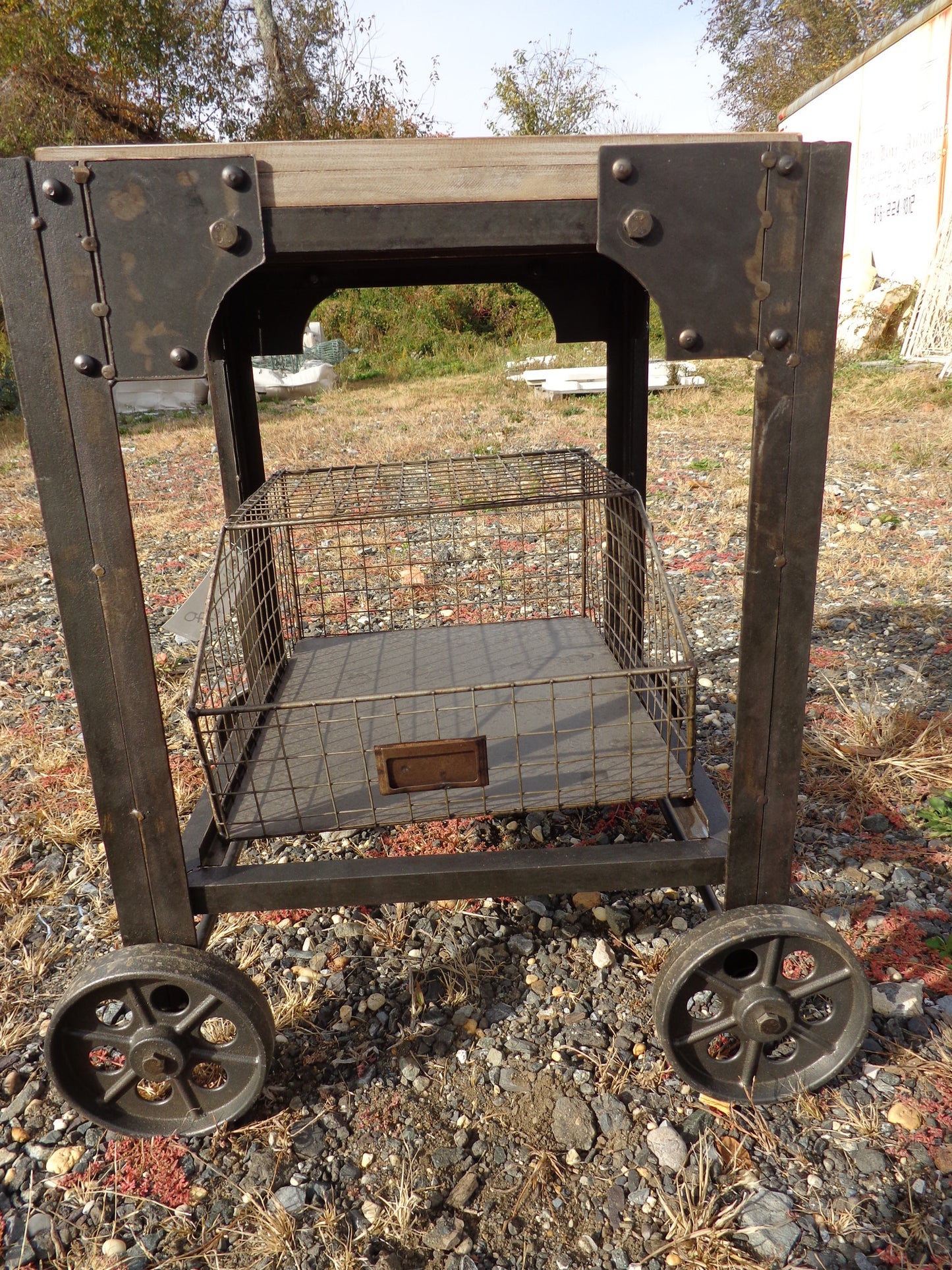 Small Industrial Finish Trolley-Jantiques LLC.