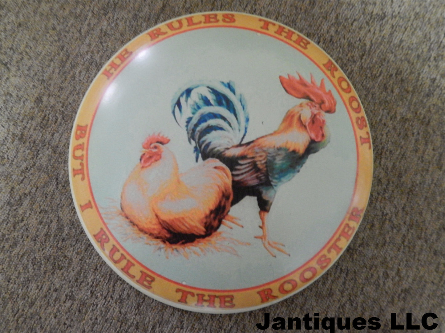 Tin Sign - Advertising Button "Roost and the Rooster"-Jantiques LLC.