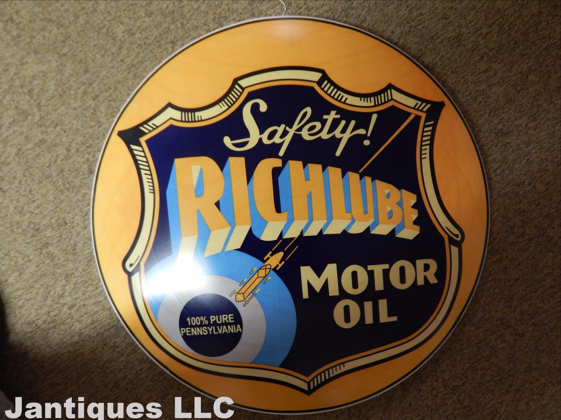 Tin Sign - Advertising Button "Richlube"-Jantiques LLC.