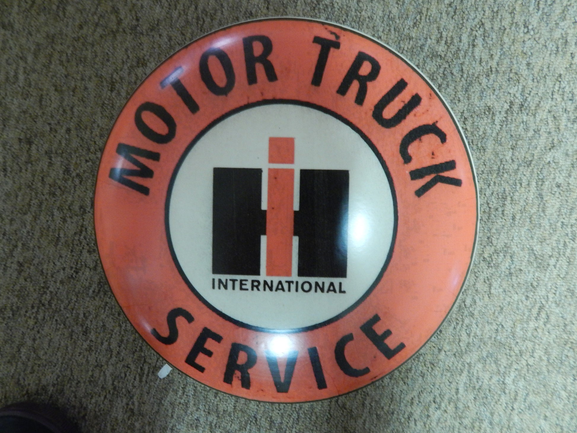 Tin Sign - Advertising Button "International Motor Truck Service"-Jantiques LLC.