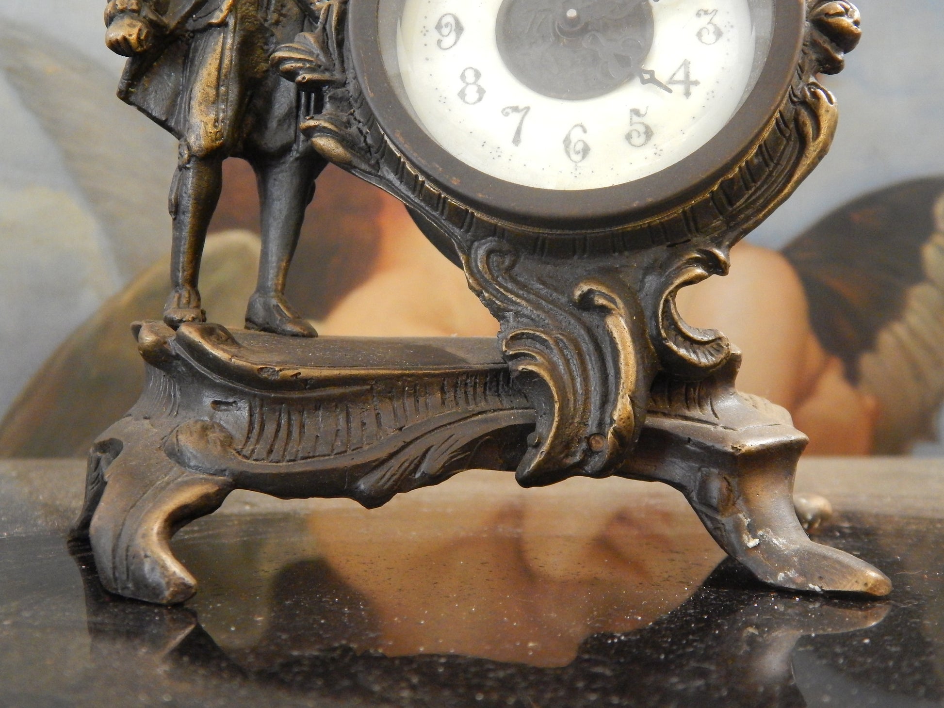 Bronze Clock - Figural French Table Top Clock-Jantiques LLC.