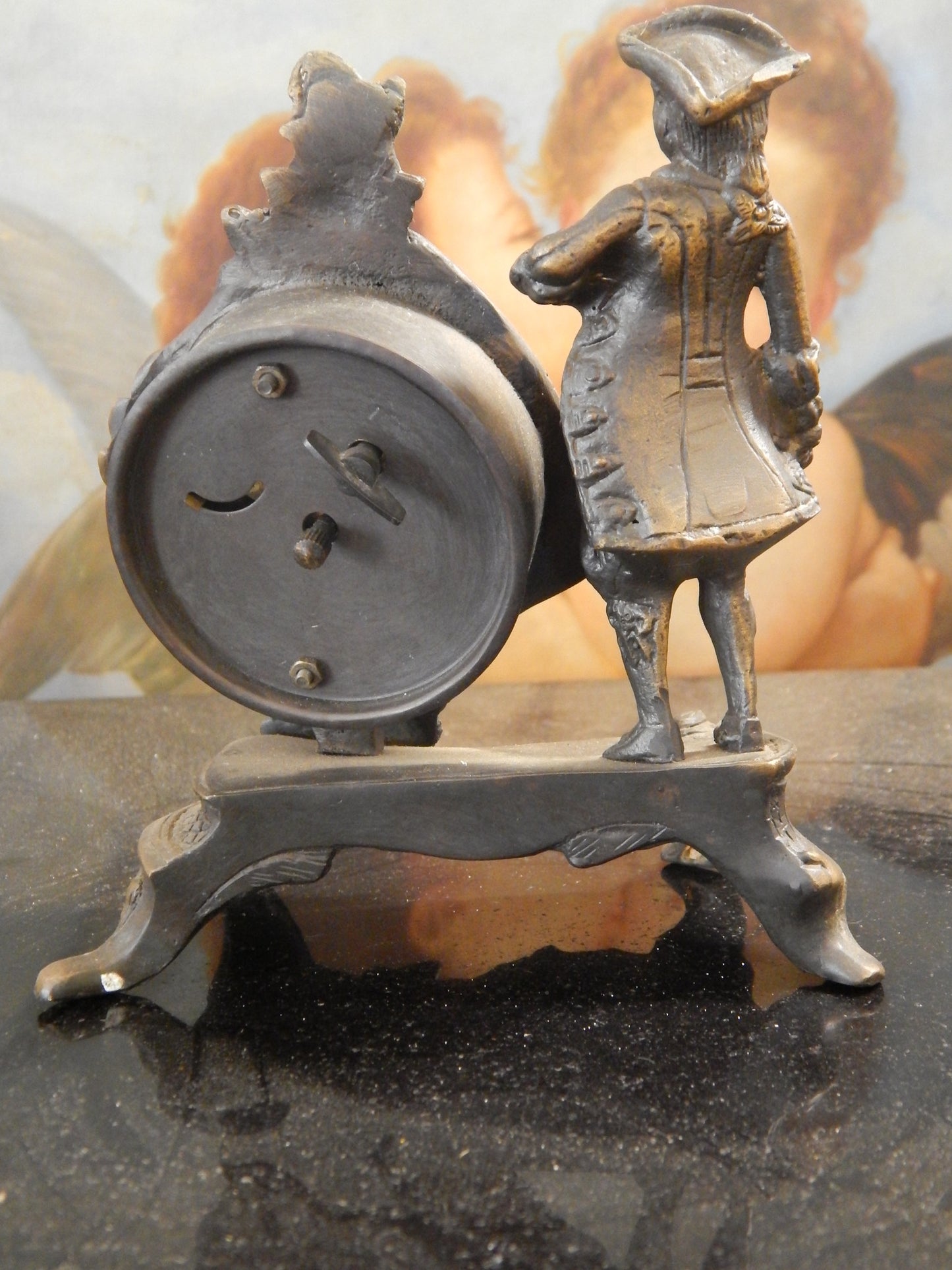 Bronze Clock - Figural French Table Top Clock-Jantiques LLC.