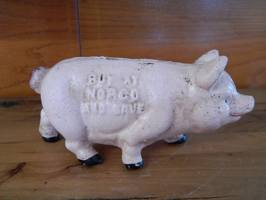 Pig Bank -Cast Iron Norco Advertising-Jantiques LLC.