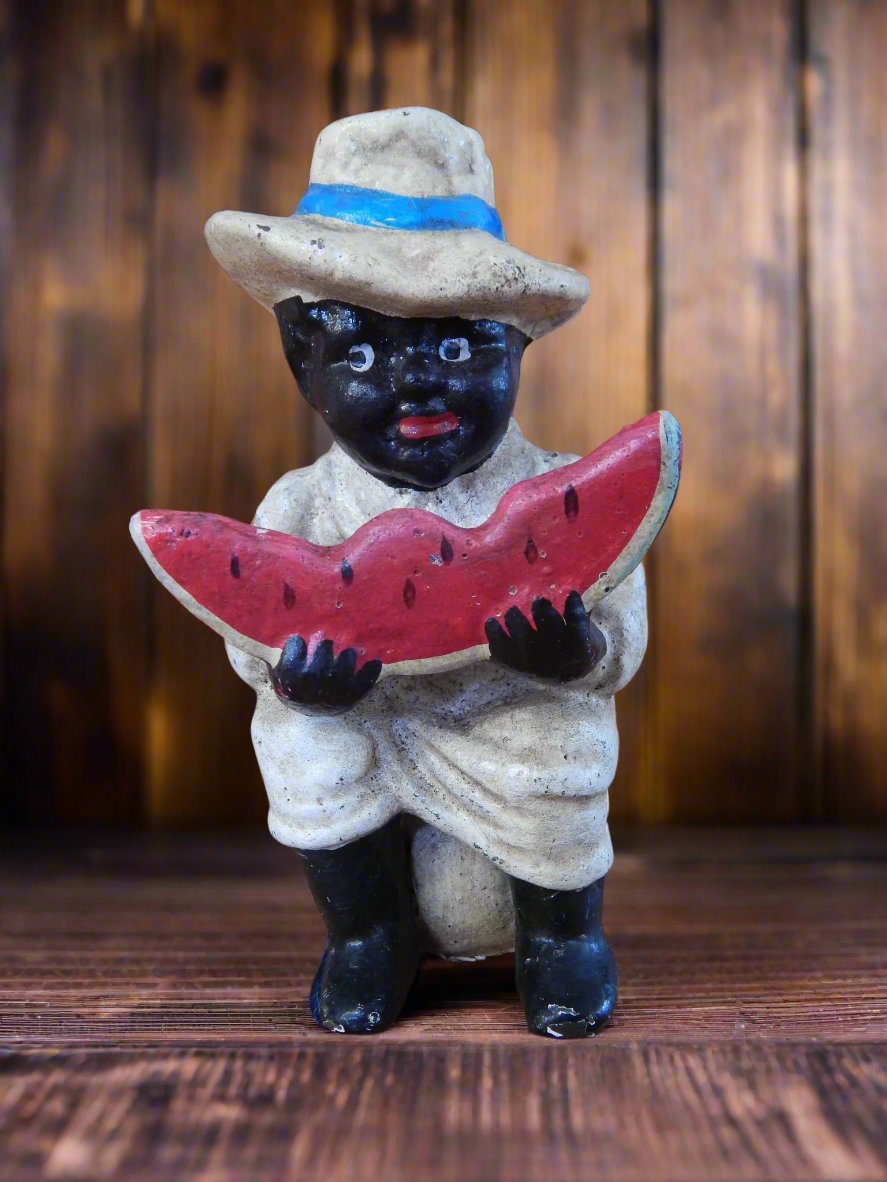 Americana Cast Iron Bank - Americana Boy Eating Watermelon-Jantiques LLC.