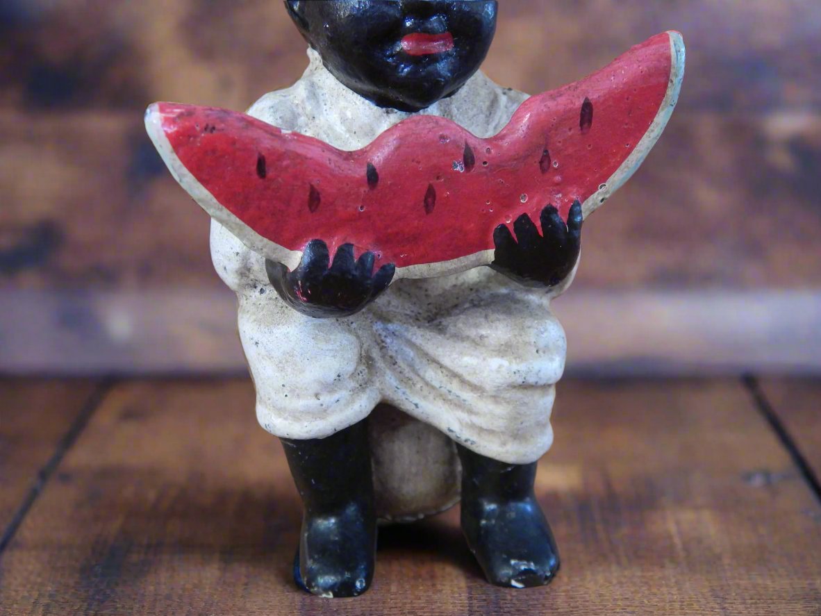 Americana Cast Iron Bank - Americana Boy Eating Watermelon-Jantiques LLC.