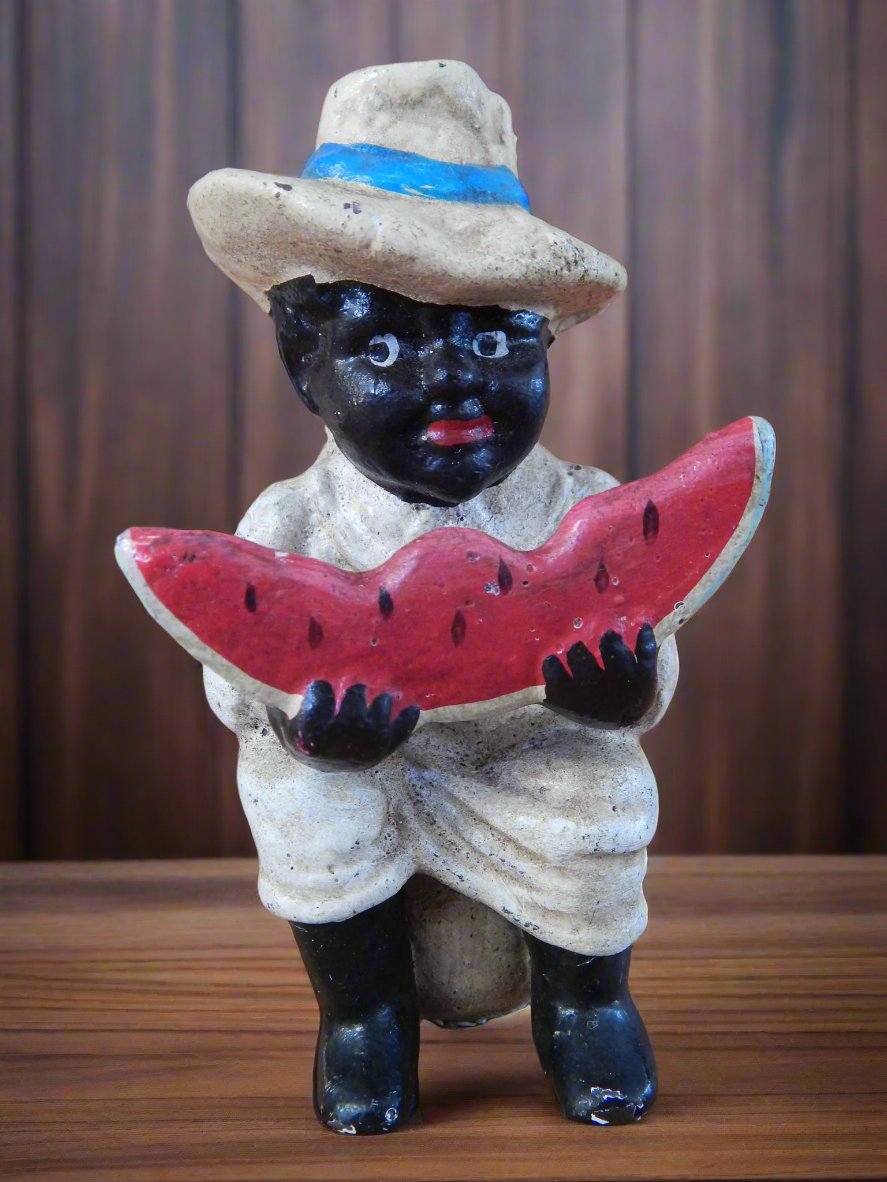 Americana Cast Iron Bank - Americana Boy Eating Watermelon-Jantiques LLC.