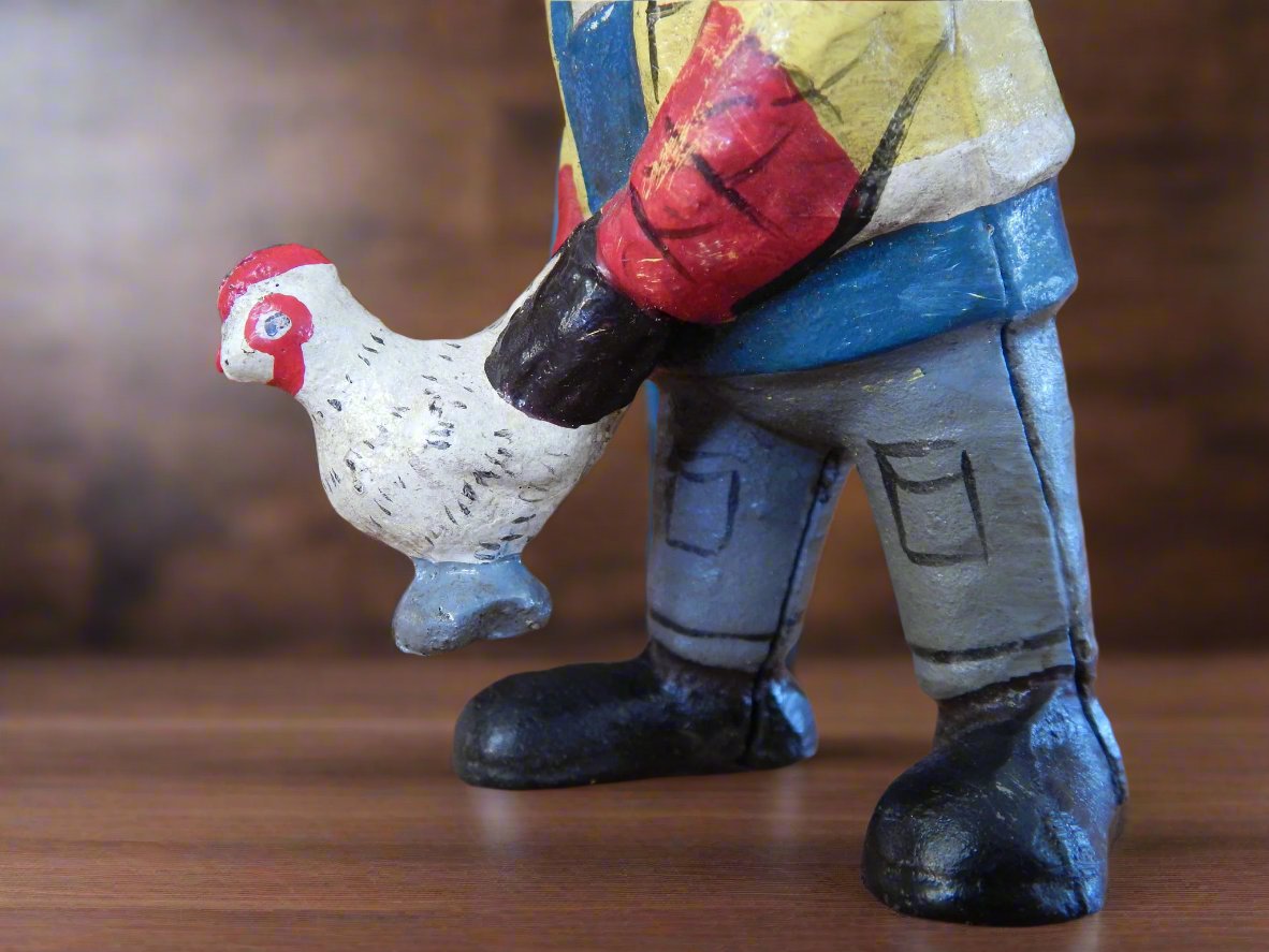 Americana Cast Iron Bank - Americana Chicken Man-Jantiques LLC.