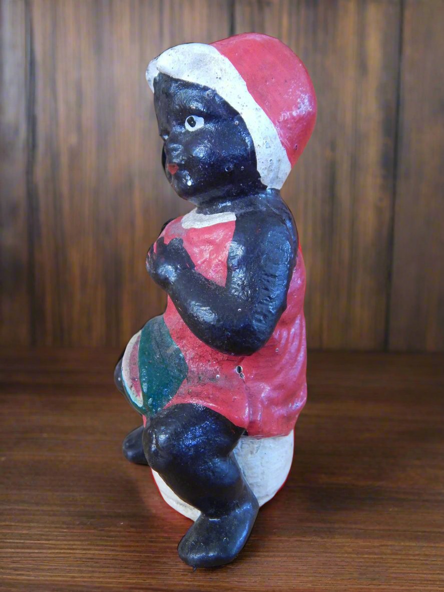 Cast Iron Bank - Americana Girl Eating Watermelon On Pot-Jantiques LLC.