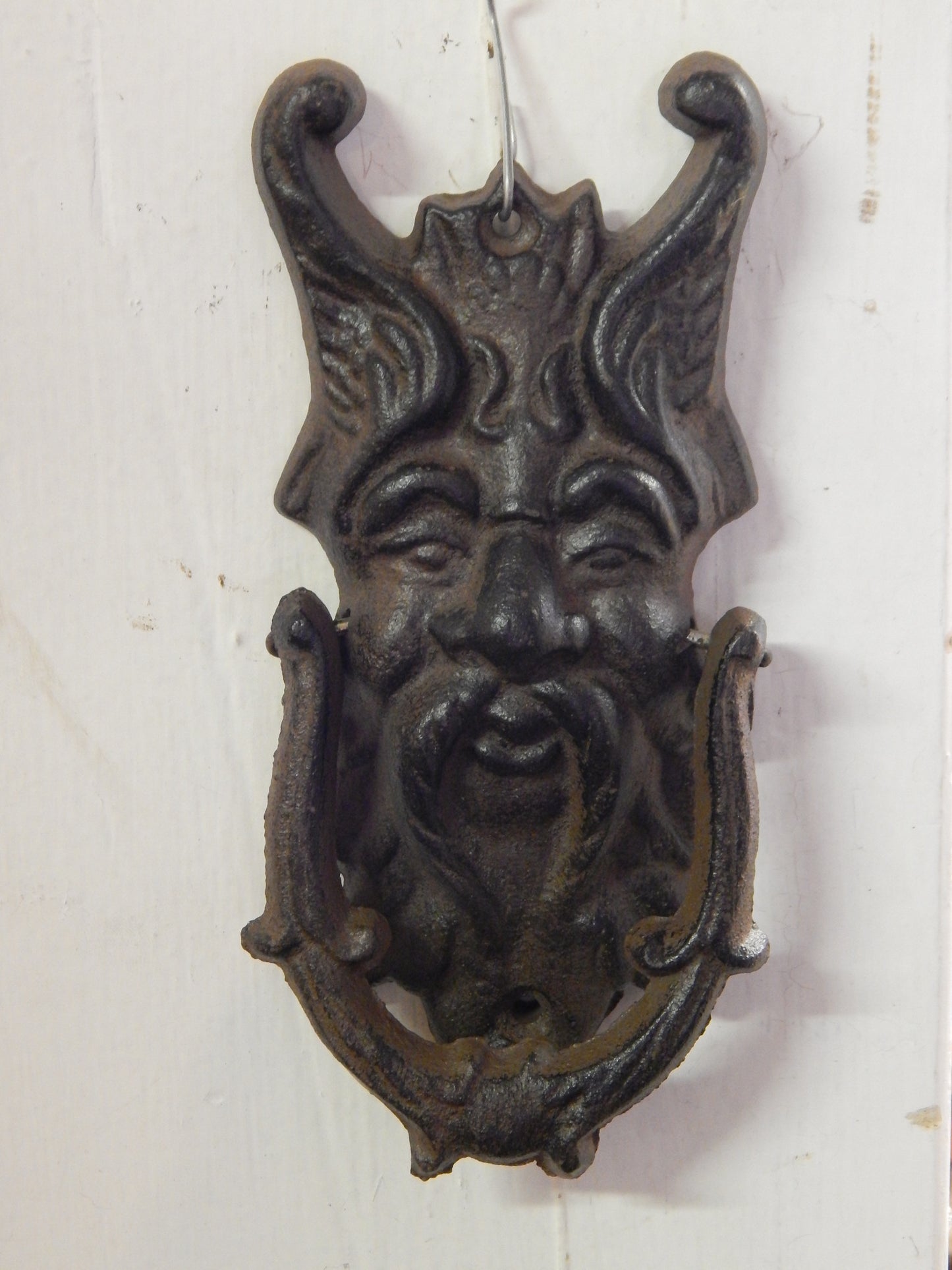 Door Knocker - Cast Iron Gothic Face Gargoyle Griffin-Jantiques LLC.