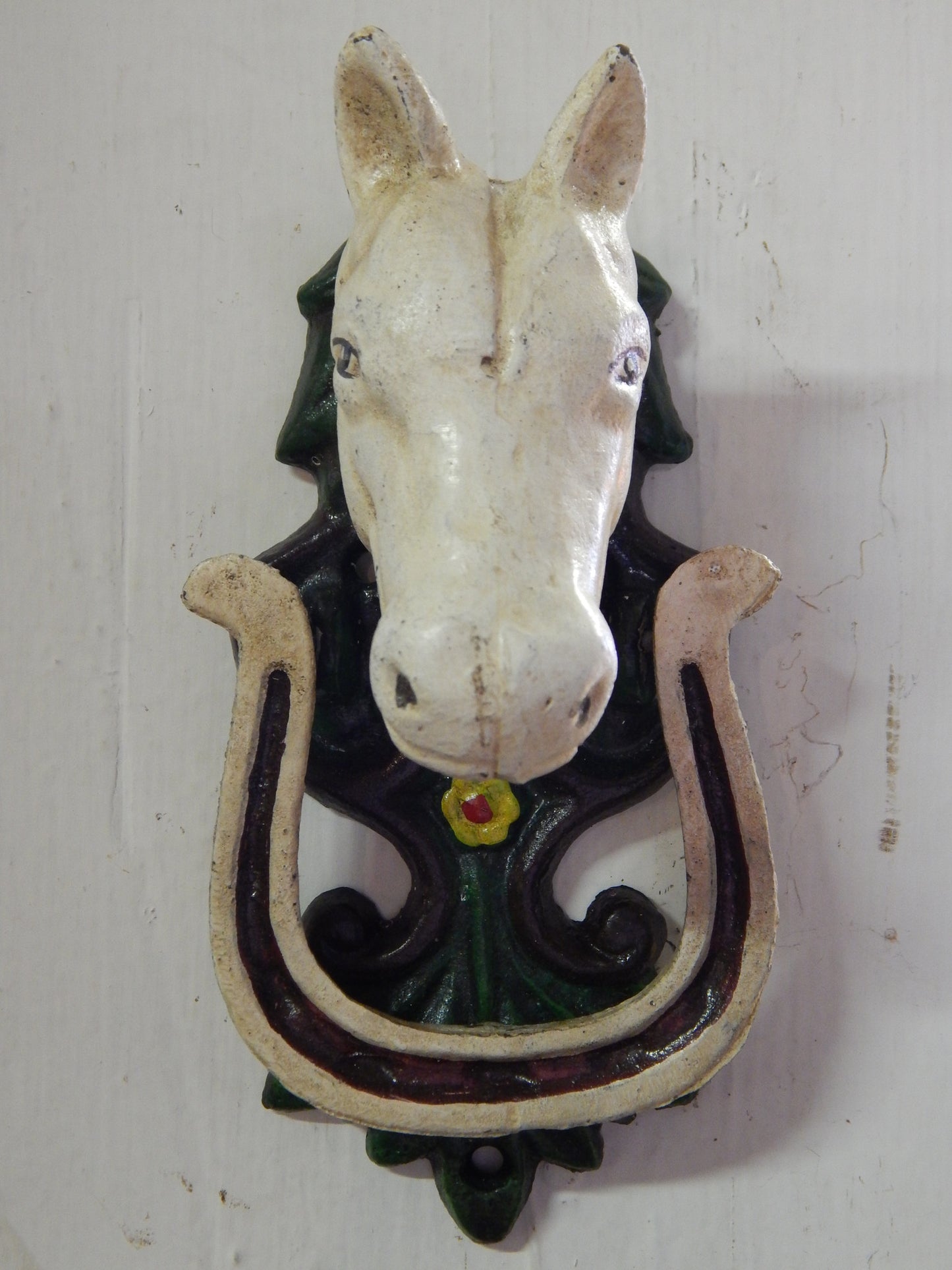 Door Knocker -Cast Ion Horse Head With Lucky Horse Shoe-Jantiques LLC.