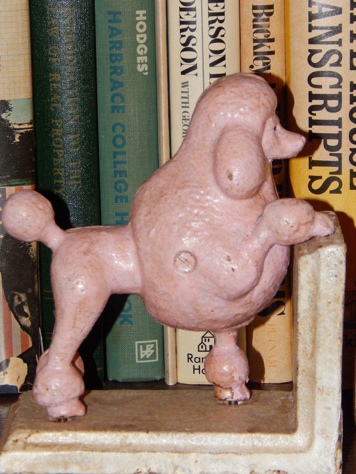 Book Ends -Cast Iron Pair Pink Poodle-Jantiques LLC.