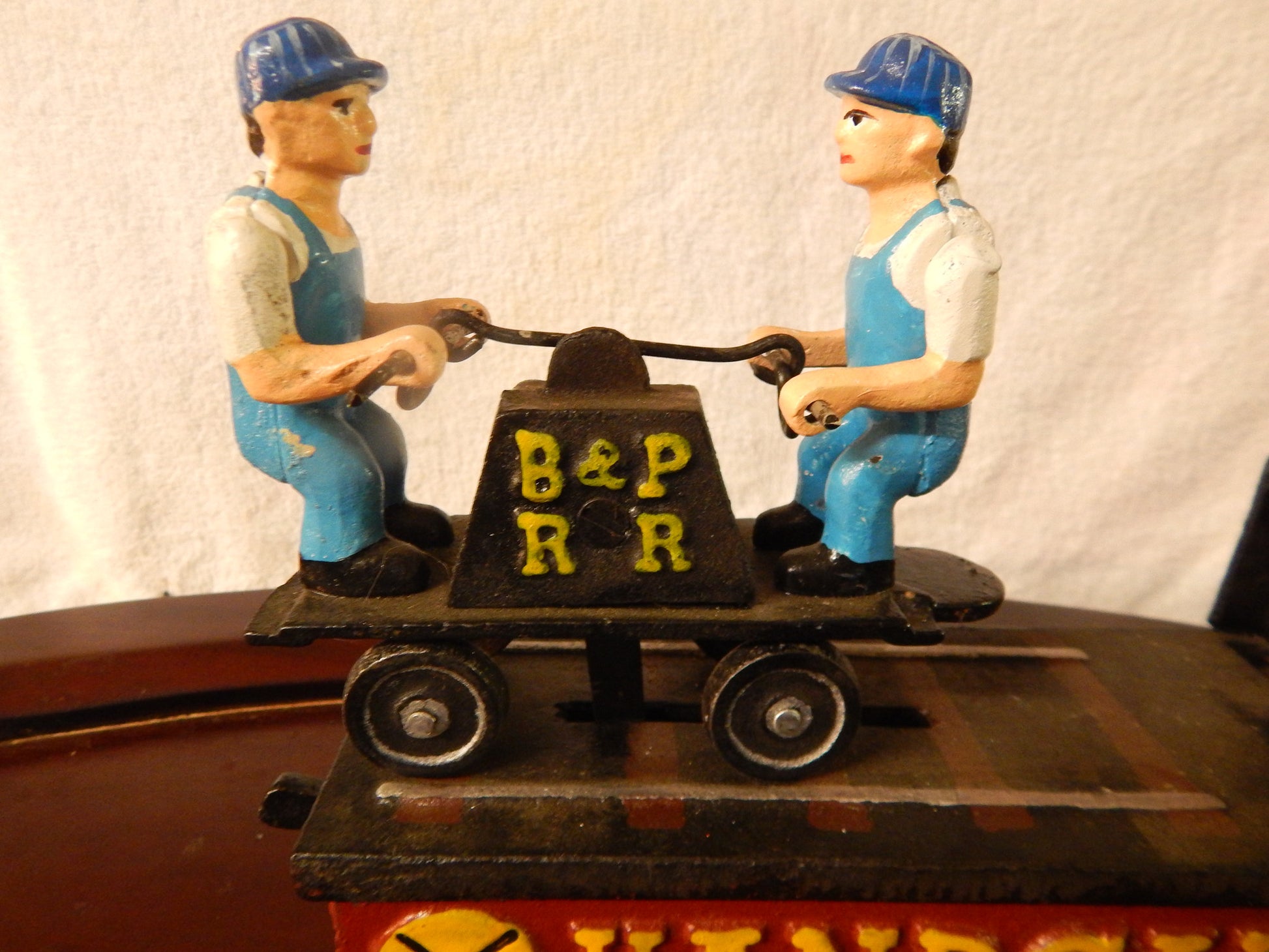 Coin Bank Handcar Railroad Crossing Coin Bank-Jantiques LLC.