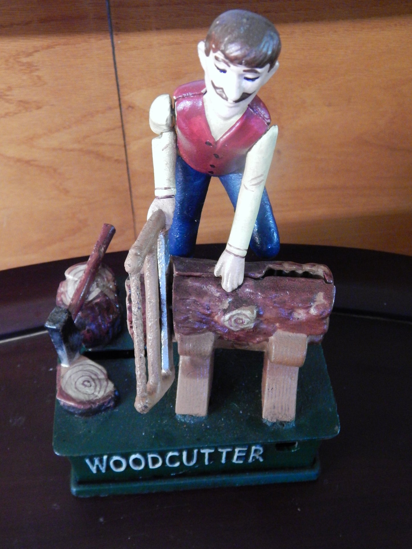 Cast Iron Mechanical Bank - Wood Cutter Coin Bank-Jantiques LLC.