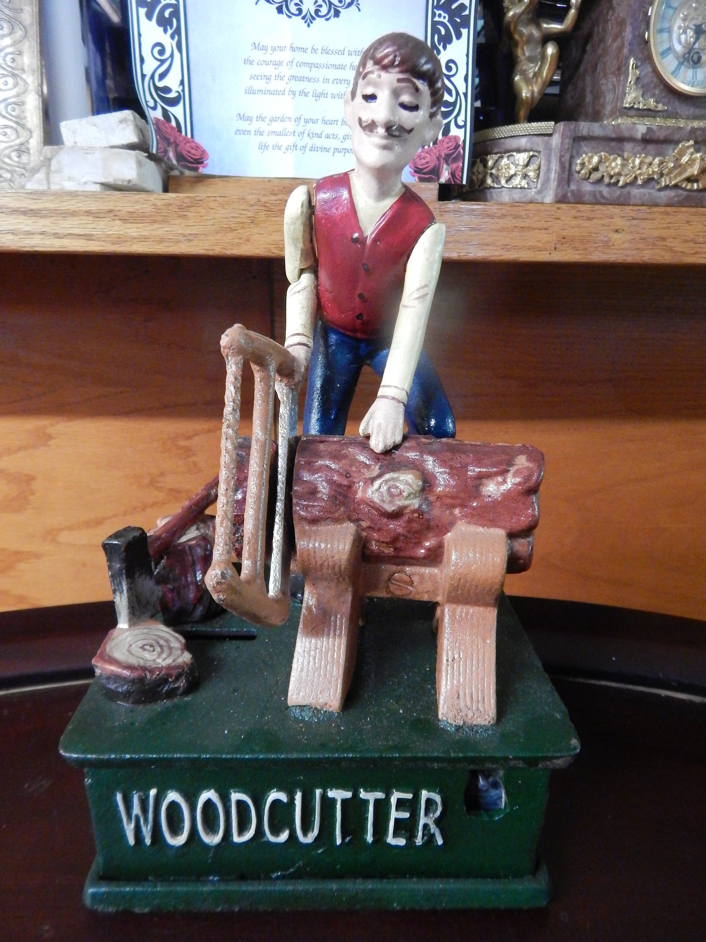 Cast Iron Mechanical Bank - Wood Cutter Coin Bank-Jantiques LLC.