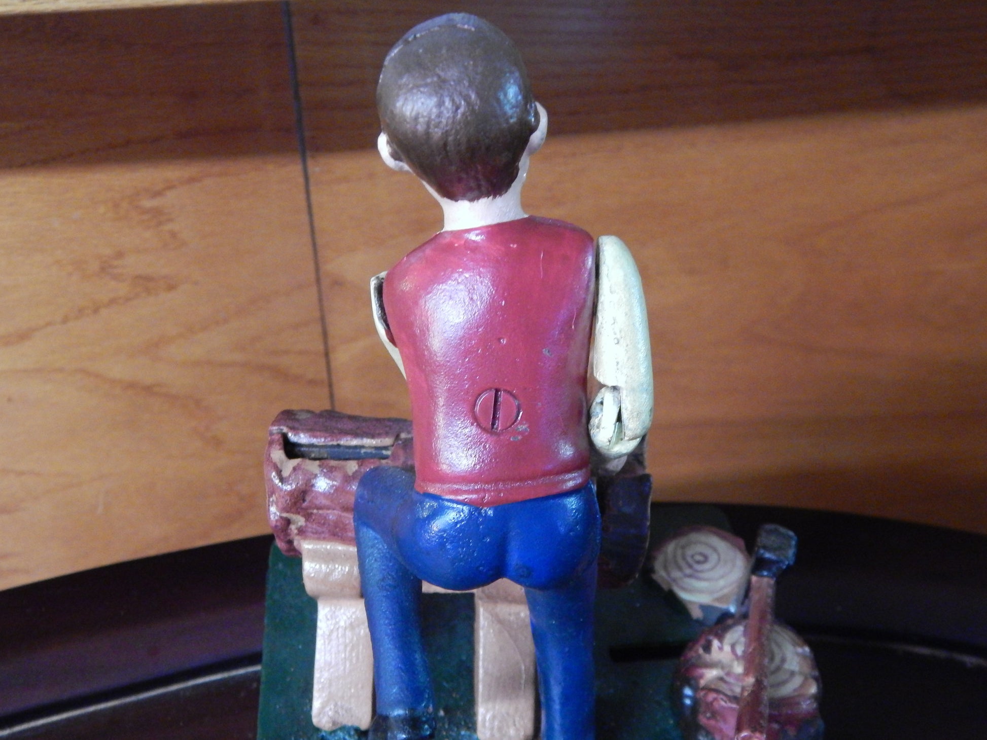 Cast Iron Mechanical Bank - Wood Cutter Coin Bank-Jantiques LLC.