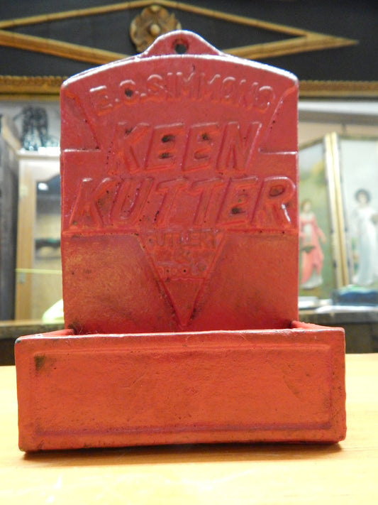 Cast Iron Match Box Holder - "Keen Kutter Cutlery & Tools" E.C Simmons-Jantiques LLC.